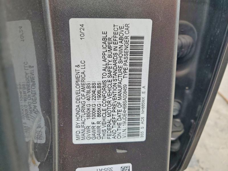 2025 Acura Integra მანქანა იყიდება აუქციონზე, vin: 19UDE4H68SA008459, აუქციონის ნომერი: 73170635