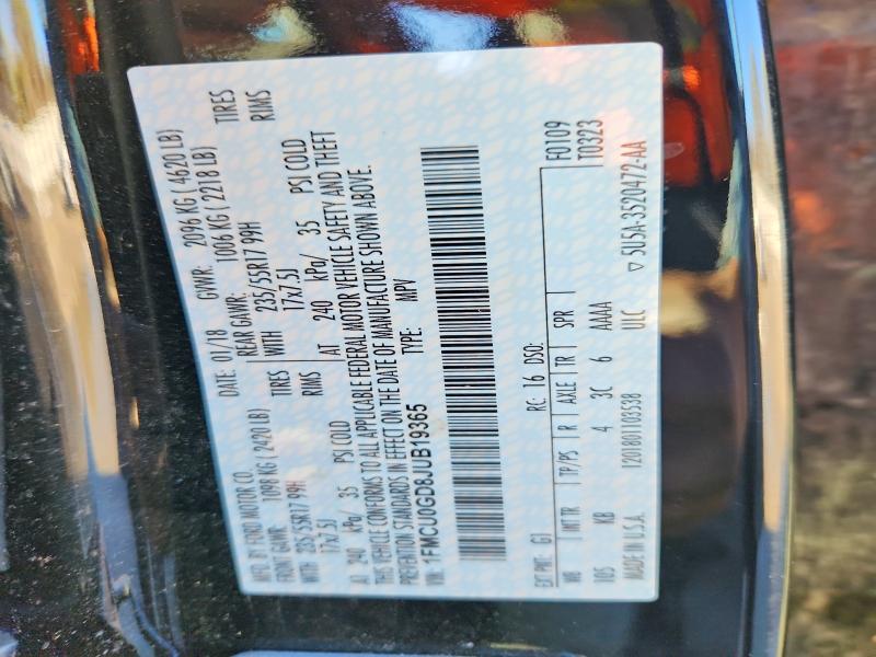 Aukcja sprzedaży 2018 Ford Escape Se, vin: 1FMCU0GD8JUB19365, numer aukcji: 73671985