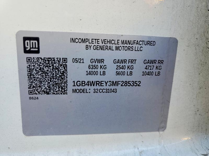 74644195 :رقم المزاد ، 1GB4WREY3MF285352 vin ، 2021 Chevrolet Silverado مزاد بيع