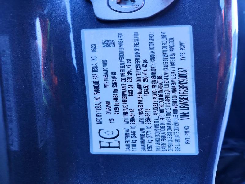 Aukcja sprzedaży 2023 Tesla Model 3, vin: LRW3E1FA8PC900087, numer aukcji: 99378735