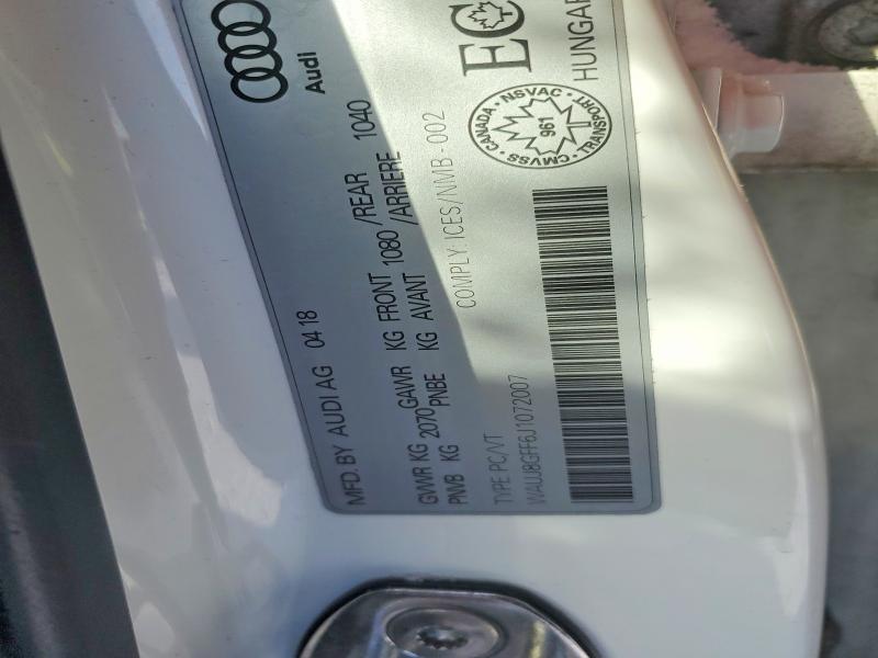 Aukcja sprzedaży 2018 Audi A3, vin: WAUJ8GFF6J1072007, numer aukcji: 73483205