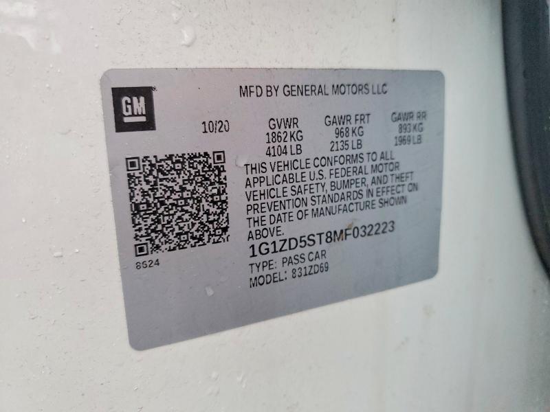 Продажа на аукционе авто 2021 Chevrolet Malibu, vin: 1G1ZD5ST8MF032223, номер лота: 98809585