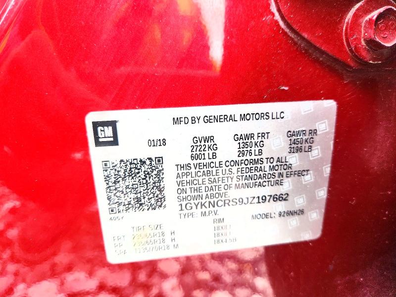 74650535 :رقم المزاد ، 1GYKNCRS9JZ197662 vin ، 2018 Cadillac Xt5 Luxury مزاد بيع
