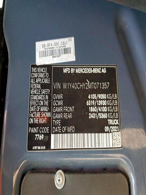 Aukcja sprzedaży 2021 Mercedes-benz Sprinter 2, vin: W1Y40CHY2MT071357, numer aukcji: 75519985