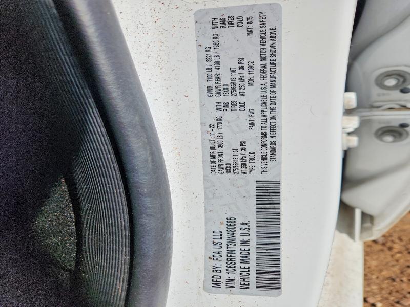 2022 Ram 1500 მანქანა იყიდება აუქციონზე, vin: 1C6SRFMT3NN480686, აუქციონის ნომერი: 74757265