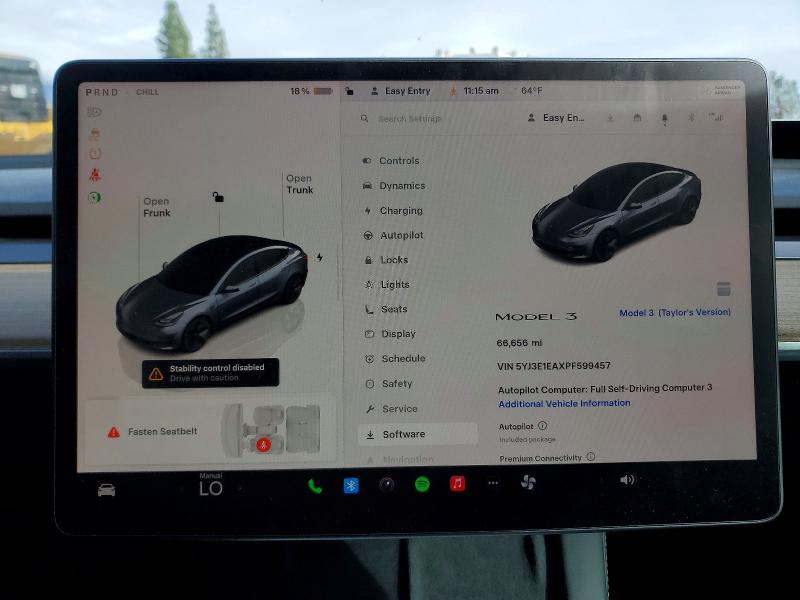 Продажа на аукционе авто 2023 Tesla Model 3, vin: 5YJ3E1EAXPF599457, номер лота: 99138685