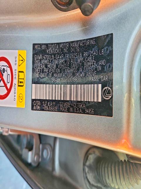 Aukcja sprzedaży 2016 Lexus Es, vin: 58ABK1GG6GU019820, numer aukcji: 73535565