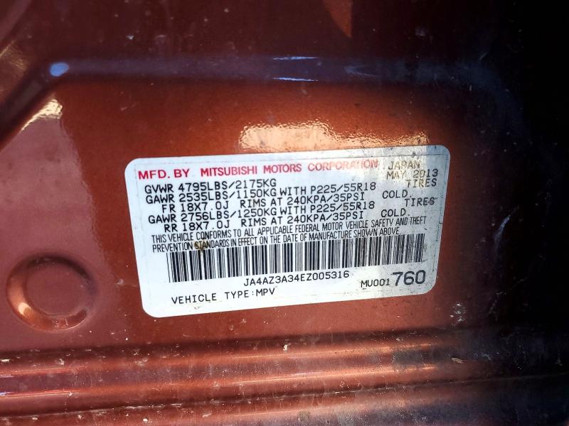 Продаж на аукціоні авто 2014 Mitsubishi Outlander, vin: JA4AZ3A34EZ005316, номер лоту: 73324245