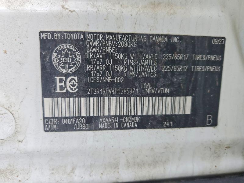 2023 Toyota Rav4 მანქანა იყიდება აუქციონზე, vin: 2T3R1RFV4PC385971, აუქციონის ნომერი: 73168595