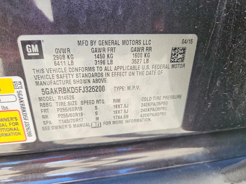 Aukcja sprzedaży 2015 Buick Enclave, vin: 5GAKRBKD5FJ326200, numer aukcji: 98040605