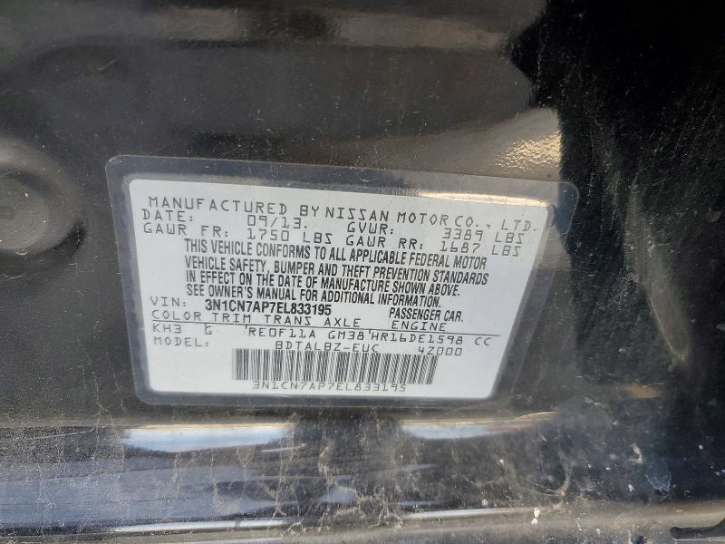 Aukcja sprzedaży 2014 Nissan Versa, vin: 3N1CN7AP7EL833195, numer aukcji: 99867245
