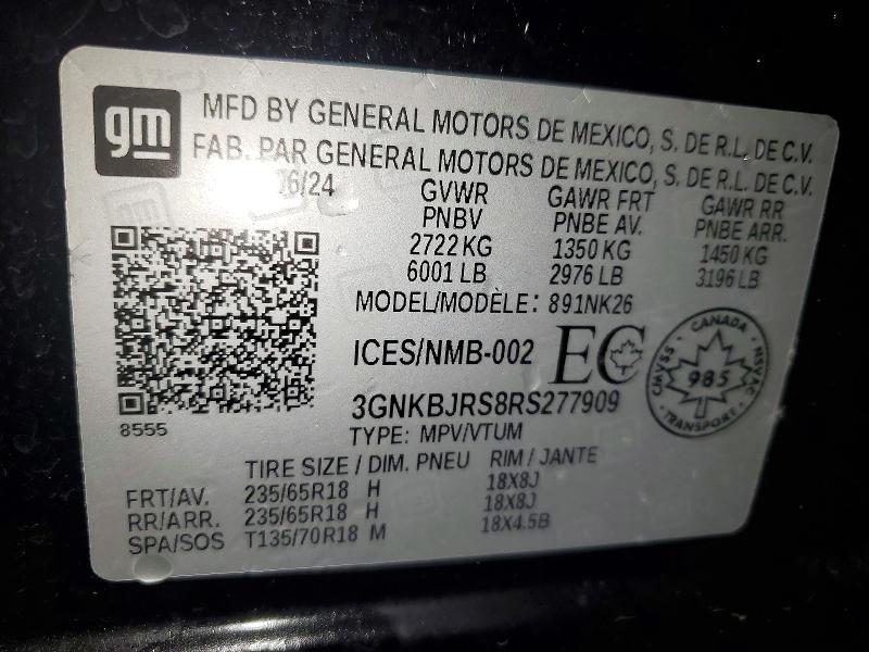 Aukcja sprzedaży 2024 Chev Blazer, vin: 3GNKBJRS8RS277909, numer aukcji: 97617905