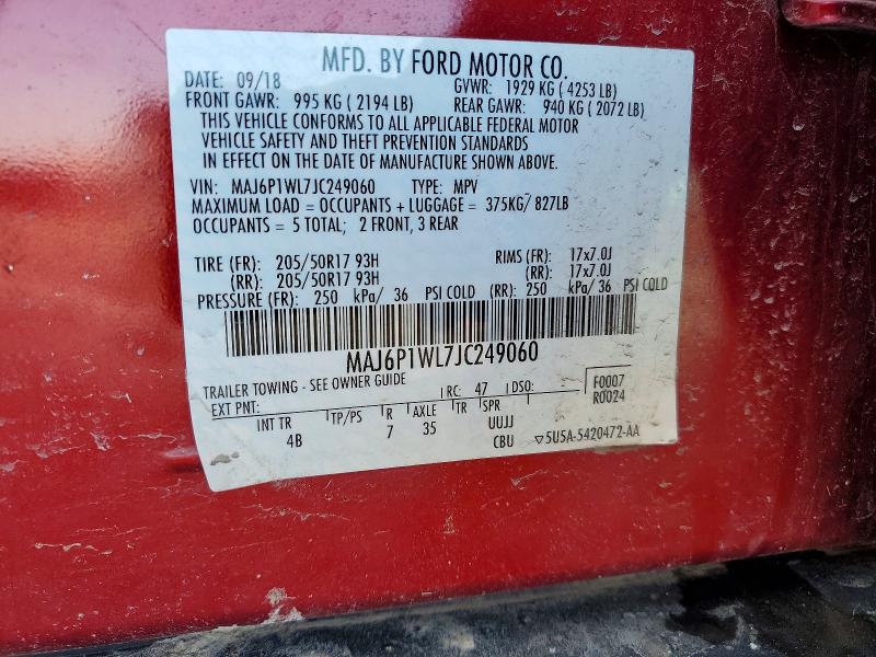 Aukcja sprzedaży 2018 Ford Ecosport, vin: MAJ6P1WL7JC249060, numer aukcji: 72828885