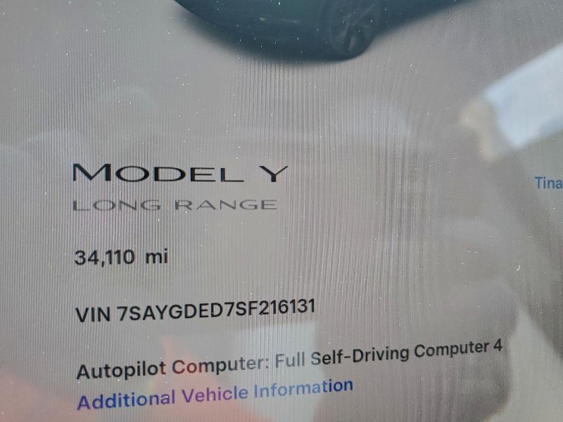 Aukcja sprzedaży 2025 Tesla Model Y, vin: 7SAYGDED7SF216131, numer aukcji: 96709135