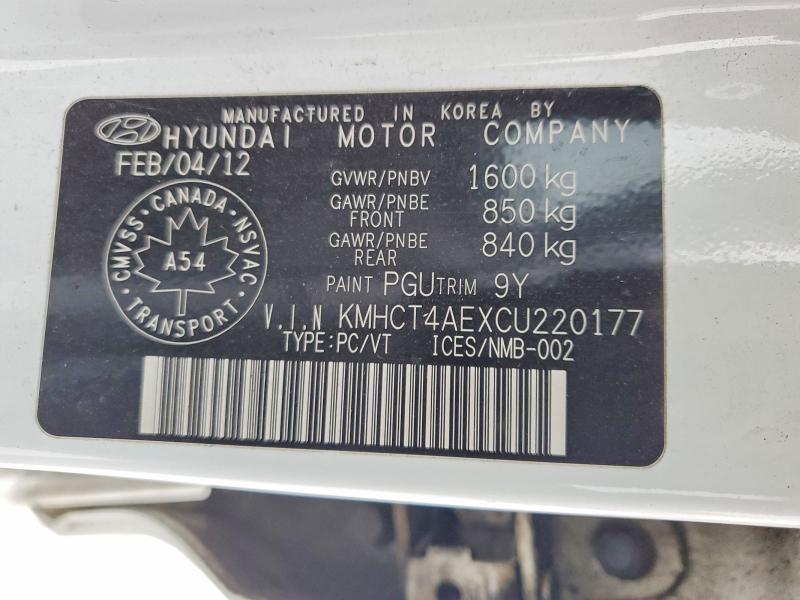 Aukcja sprzedaży 2012 Hyundai Accent, vin: KMHCT4AEXCU220177, numer aukcji: 97914745