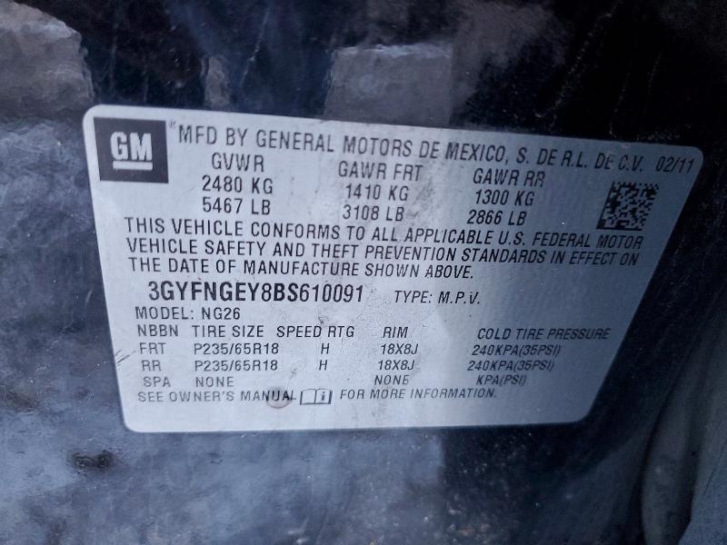 73170955 :رقم المزاد ، 3GYFNGEY8BS610091 vin ، 2011 Cadillac Srx مزاد بيع