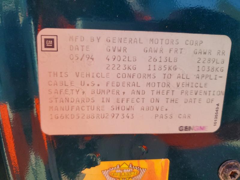 Продажа на аукционе авто 1994 Cadillac Deville, vin: 1G6KD52B8RU297343, номер лота: 73708385