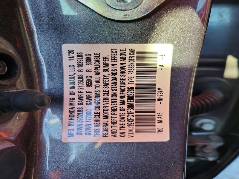 Продаж на аукціоні авто 2021 Honda Civic Ex, vin: 19XFC1F30ME002286, номер лоту: 99887785