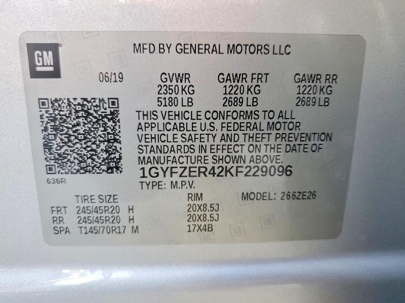 2019 Cadillac Xt4 მანქანა იყიდება აუქციონზე, vin: 1GYFZER42KF229096, აუქციონის ნომერი: 75191975
