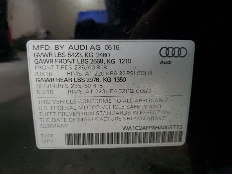 Aukcja sprzedaży 2017 Audi Q5, vin: WA1C2AFPXHA005773, numer aukcji: 74366175