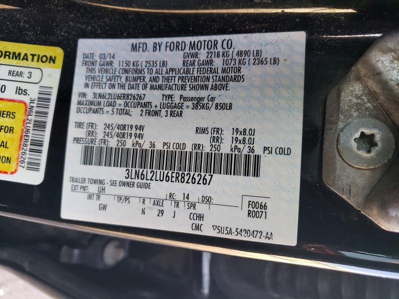 Auction sale of the 2014 Lincoln Mkz, vin: 3LN6L2LU6ER826267, lot number: 75093185