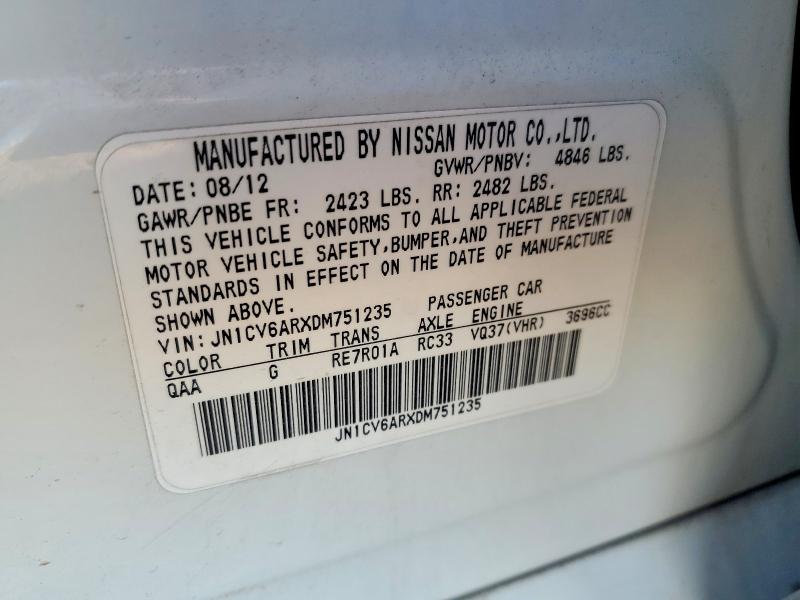 Продажа на аукционе авто 2013 Infiniti G37, vin: JN1CV6ARXDM751235, номер лота: 72877305