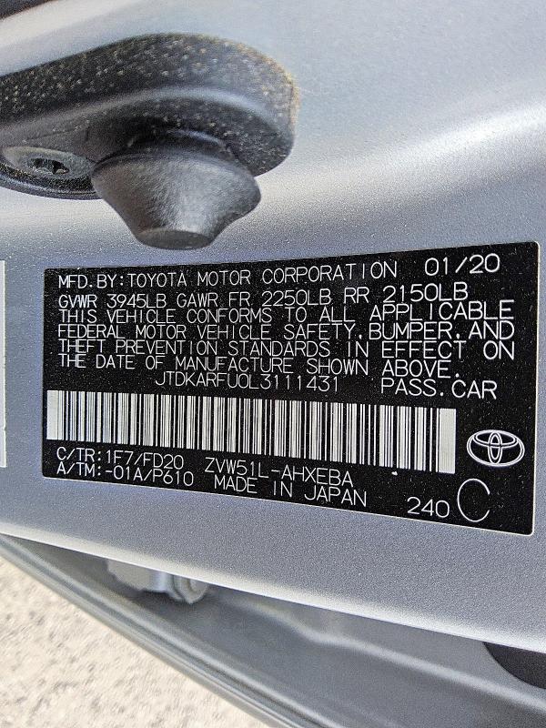 Продаж на аукціоні авто 2020 Toyota Prius, vin: JTDKARFU0L3111431, номер лоту: 75066505