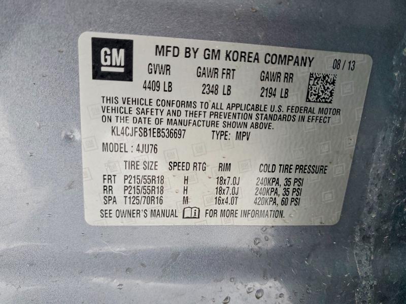 73648395 :رقم المزاد ، KL4CJFSB1EB536697 vin ، 2014 Buick Encore مزاد بيع