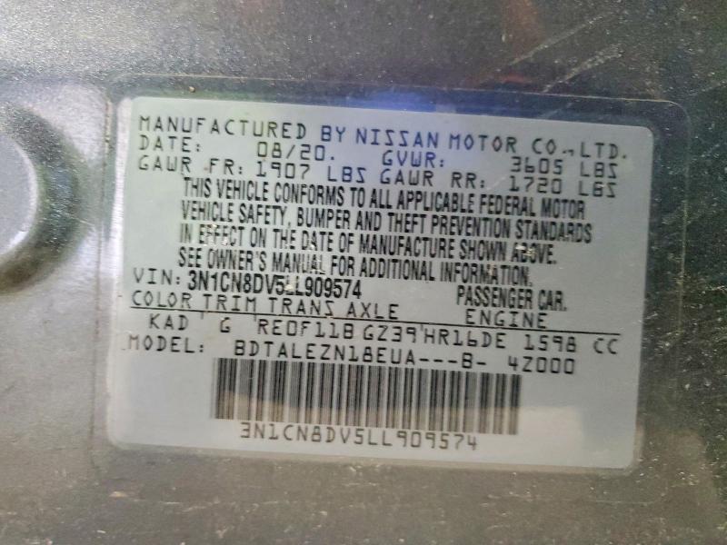 Продаж на аукціоні авто 2020 Nissan Versa, vin: 3N1CN8DV5LL909574, номер лоту: 73370985