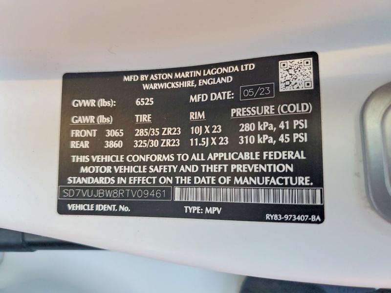 Продажа на аукционе авто 2024 Aston Martin Dbx, vin: SD7VUJBW8RTV09461, номер лота: 74997565