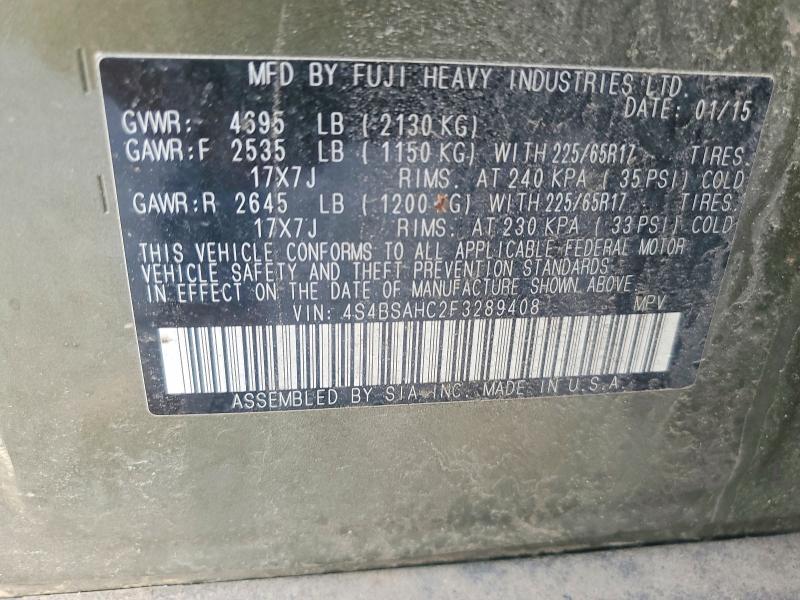 98257785 :رقم المزاد ، 4S4BSAHC2F3289408 vin ، 2015 Subaru Outback مزاد بيع