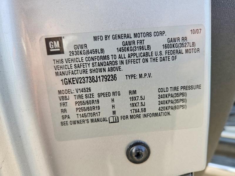 2008 Gmc Acadia მანქანა იყიდება აუქციონზე, vin: 1GKEV23738J179236, აუქციონის ნომერი: 74290405