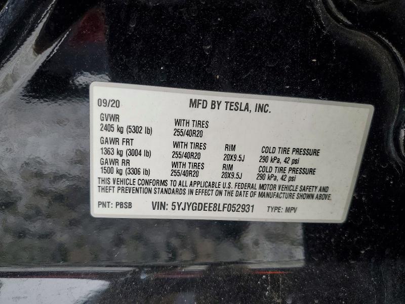 Продаж на аукціоні авто 2020 Tesla Model Y, vin: 5YJYGDEE8LF052931, номер лоту: 74099085
