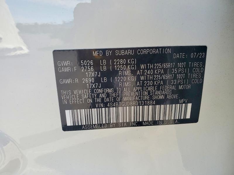 Aukcja sprzedaży 2024 Subaru Outback, vin: 4S4BTGUD8R3131884, numer aukcji: 74754375