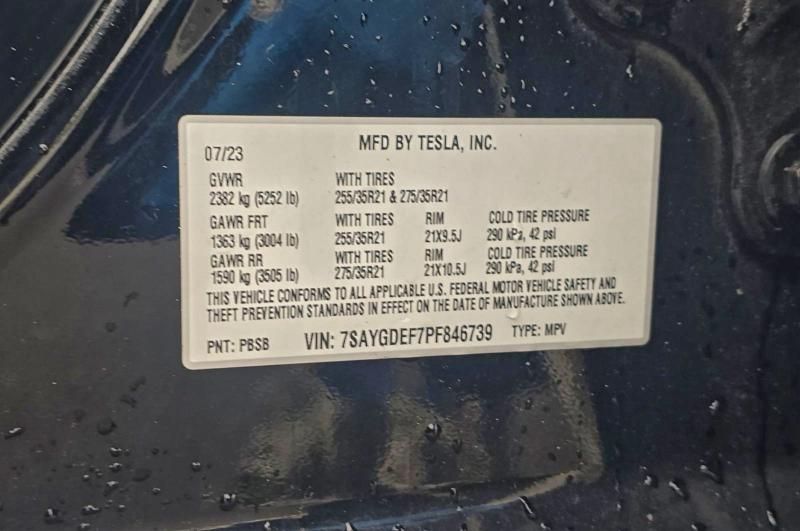 Продажа на аукционе авто 2023 Tesla Model Y, vin: 7SAYGDEF7PF846739, номер лота: 73658235