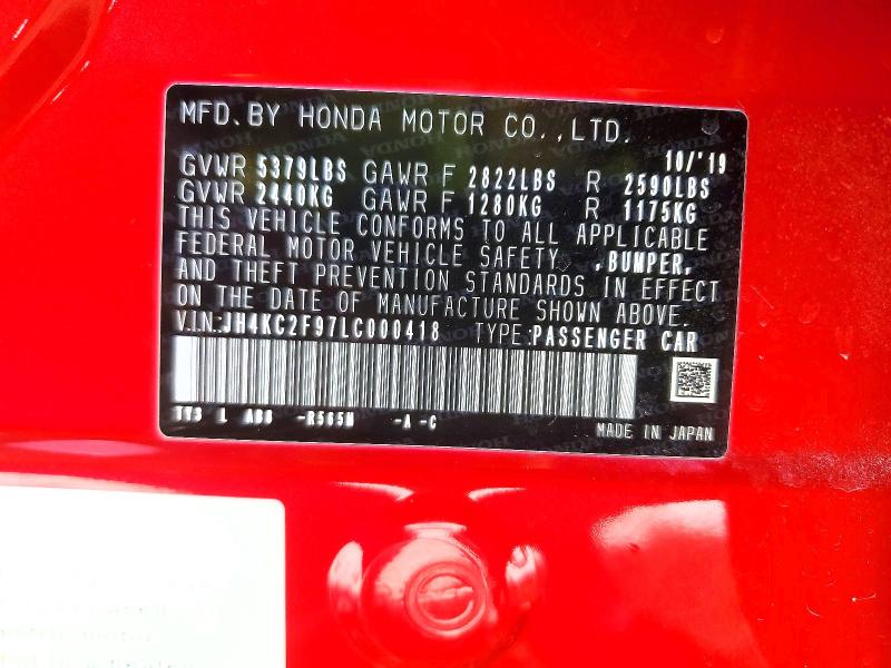 Aukcja sprzedaży 2020 Acura Rlx Sport, vin: JH4KC2F97LC000418, numer aukcji: 75727925