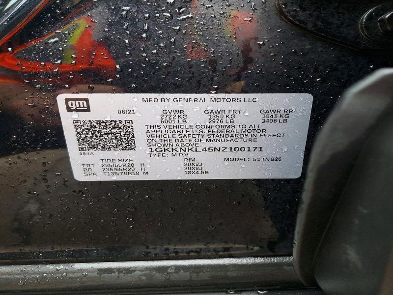 Aukcja sprzedaży 2022 Gmc Acadia, vin: 1GKKNKL45NZ100171, numer aukcji: 98399685
