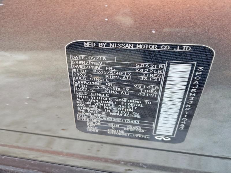 Aukcja sprzedaży 2019 Infiniti Qx50, vin: 3PCAJ5M33KF110483, numer aukcji: 72867125