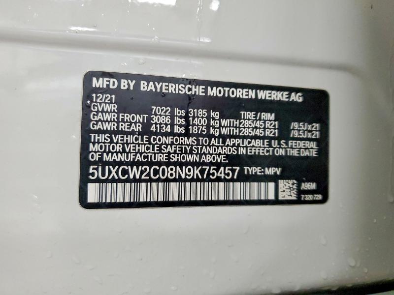 Продажа на аукционе авто 2022 Bmw X7, vin: 5UXCW2C08N9K75457, номер лота: 99277985