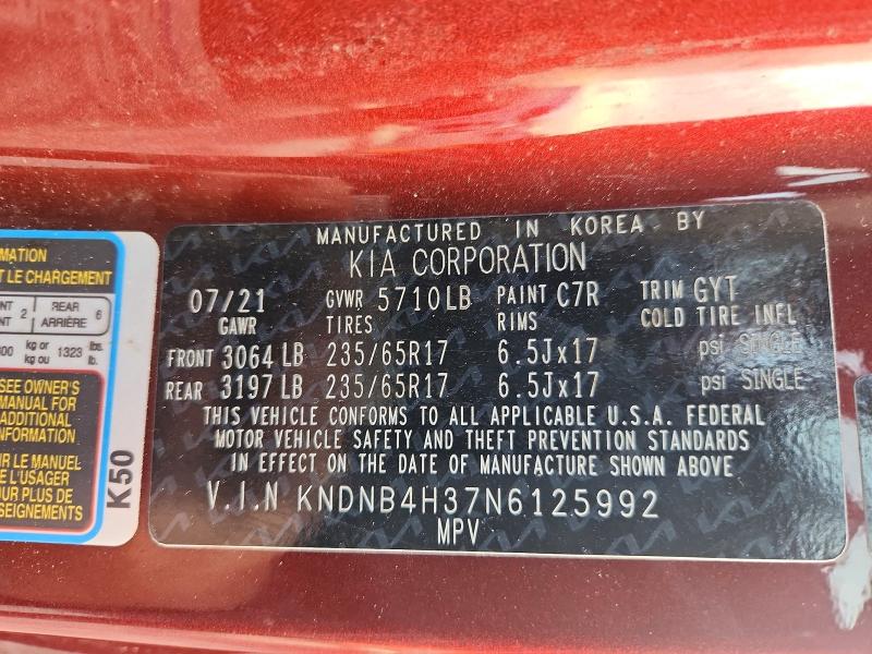 Aukcja sprzedaży 2022 Kia Carnival, vin: KNDNB4H37N6125992, numer aukcji: 75058085