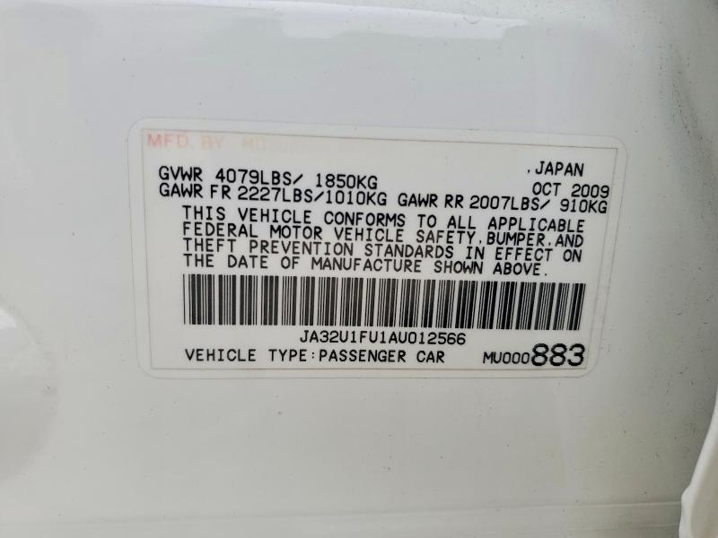 Продаж на аукціоні авто 2010 Mitsubishi Lancer, vin: JA32U1FU1AU012566, номер лоту: 99153865