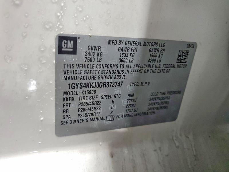 Продажа на аукционе авто 2016 Cadillac Escalade, vin: 1GYS4KKJ0GR373747, номер лота: 72371825
