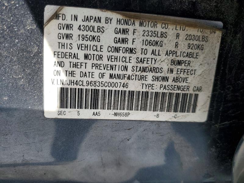 Aukcja sprzedaży 2005 Acura Tsx, vin: JH4CL96835C000746, numer aukcji: 74754355
