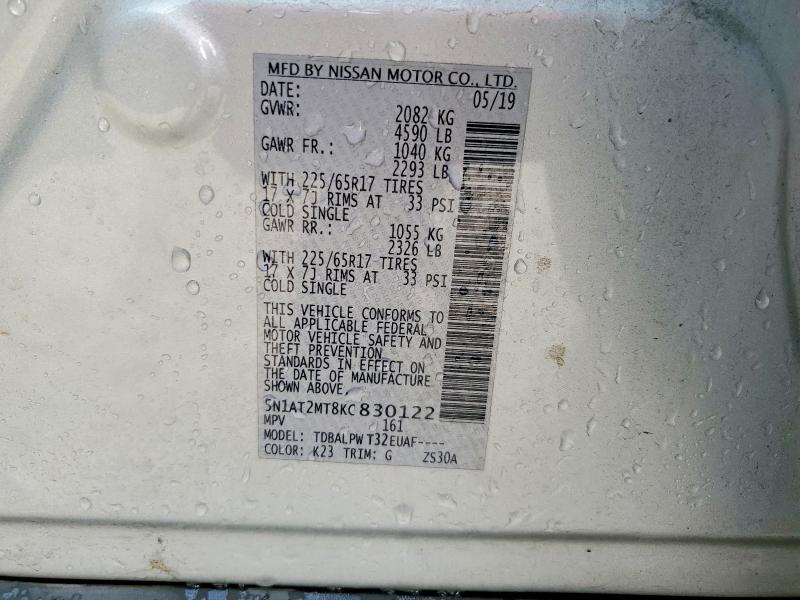 Aukcja sprzedaży 2019 Nissan Rogue, vin: 5N1AT2MT8KC830122, numer aukcji: 73743605