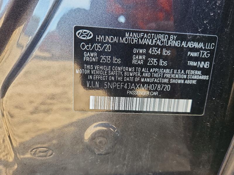 Продажа на аукционе авто 2021 Hyundai Sonata, vin: 5NPEF4JAXMH078720, номер лота: 74862855