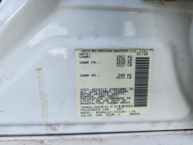 75014765 :رقم المزاد ، 1N4AL3AP8JC254800 vin ، 2018 Nissan Altima مزاد بيع