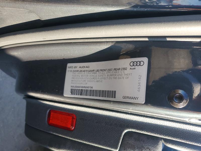 2017 Audi A4 მანქანა იყიდება აუქციონზე, vin: WAUGMAF49HN049194, აუქციონის ნომერი: 75089125