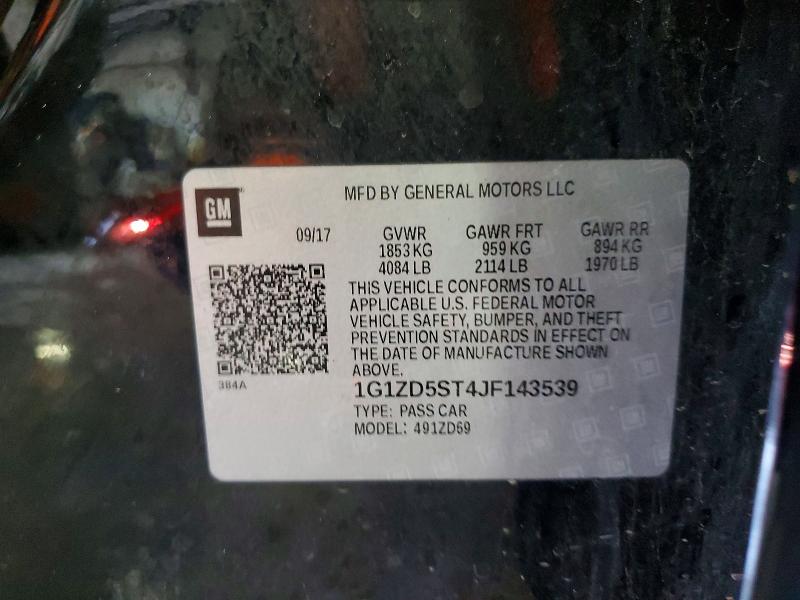 Продажа на аукционе авто 2018 Chevrolet Malibu, vin: 1G1ZD5ST4JF143539, номер лота: 74882815
