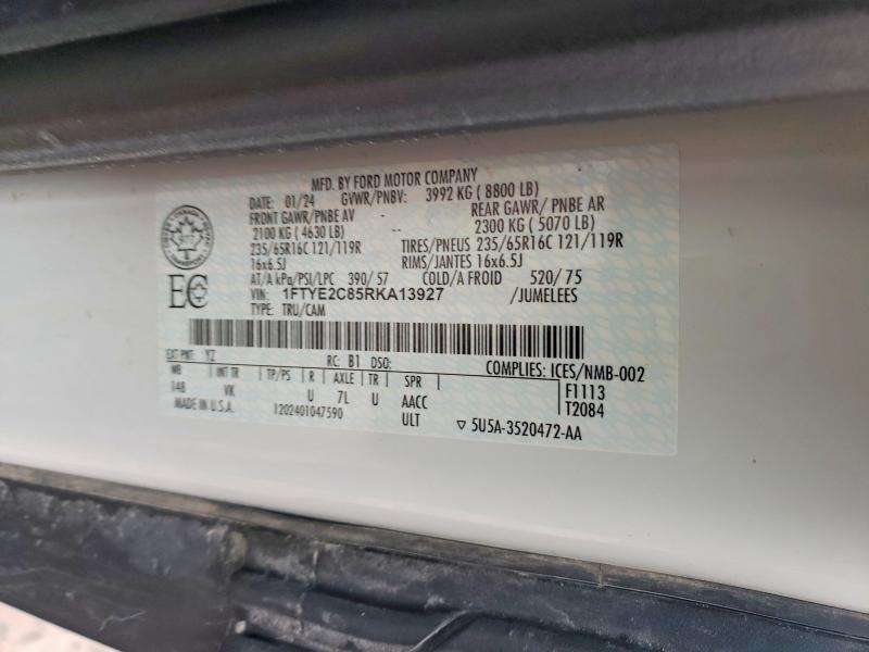 Aukcja sprzedaży 2024 Ford Transit, vin: 1FTYE2C85RKA13927, numer aukcji: 98332515