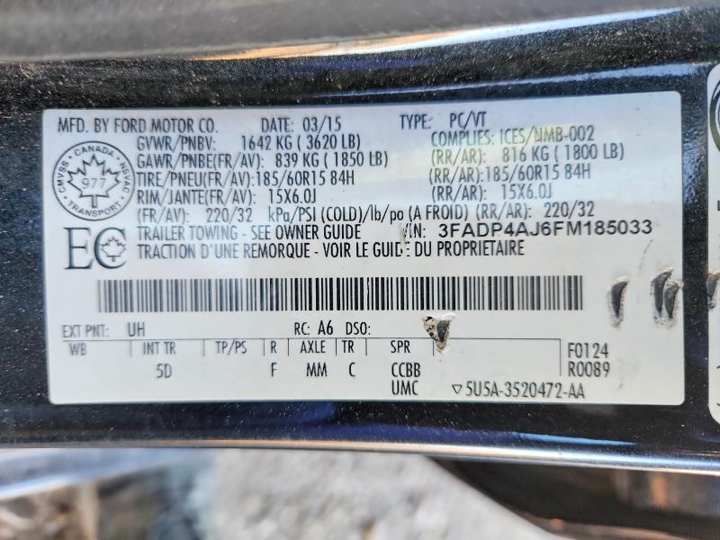 Продажа на аукционе авто 2015 Ford Fiesta S, vin: 3FADP4AJ6FM185033, номер лота: 73726635